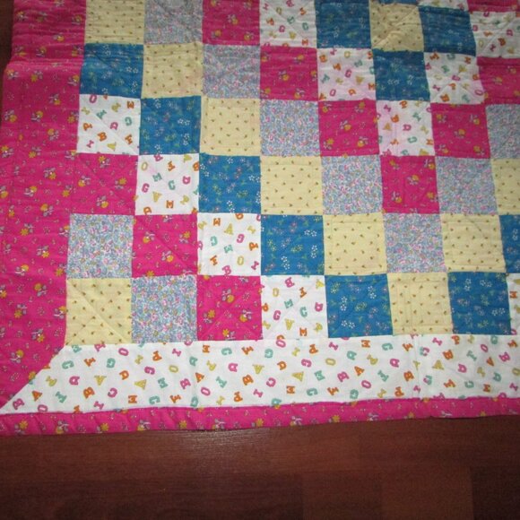 Handmade Patchwork Baby Play Quilt – Vintage Cotton - Picture 3 of 11